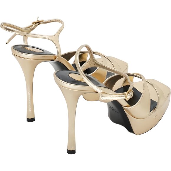 Saint Laurent Debbie 85 Platform Strappy Sandals Gold Ankle Strap Women's US 9 - Picture 3 of 6